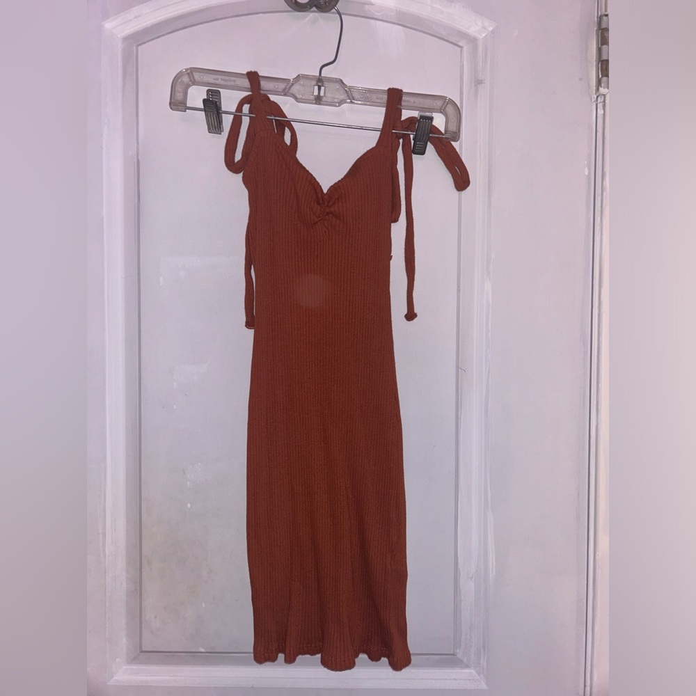 Orangey red mini bodycon dress